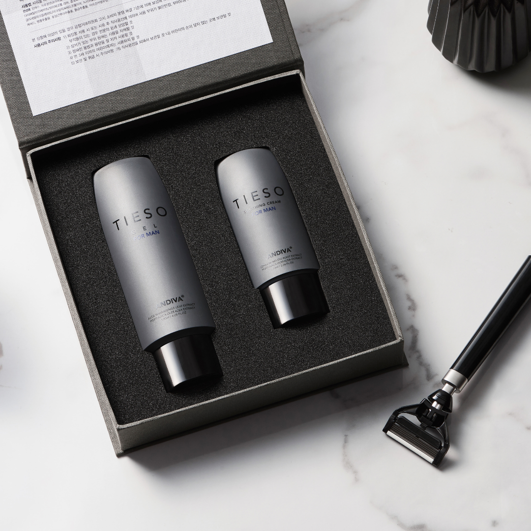 TIESO Cleansing Gel & Soothing Cream Set for Men