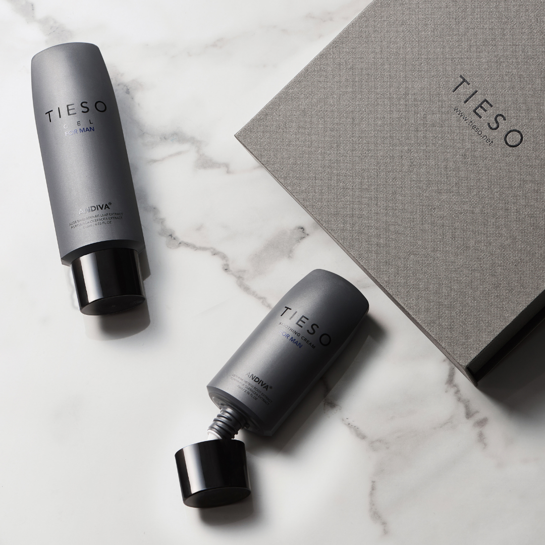 TIESO Cleansing Gel & Soothing Cream Set for Men